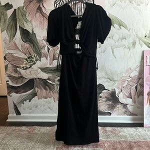 Black cut out midi dress
